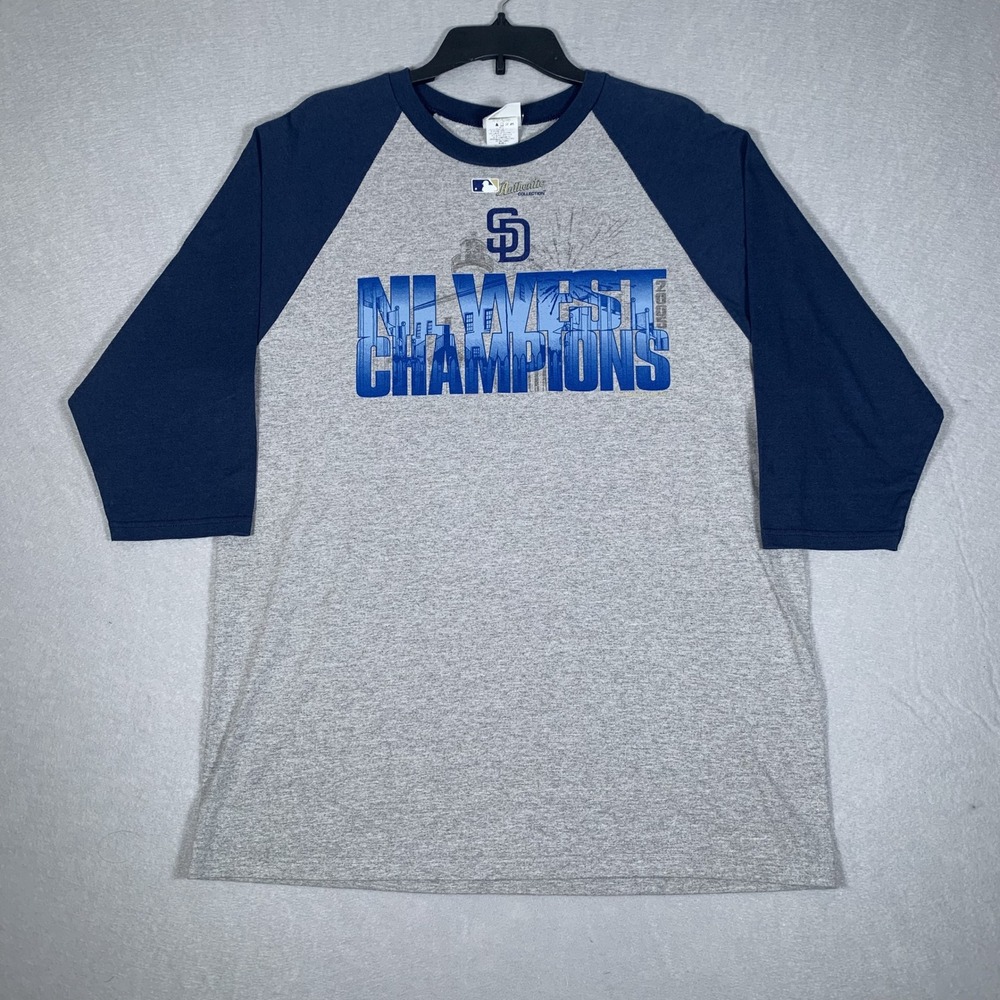 San Diego Padres Baseball Tee Mens L Gray 2005 NL West Champions Lee Sport Shirt